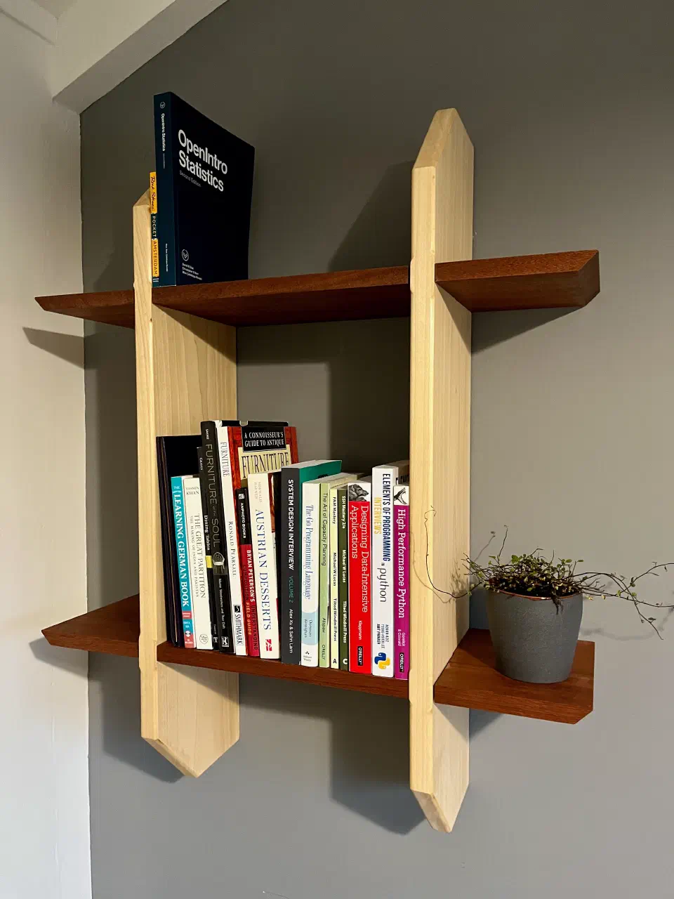 Wall bookshelf, from the side